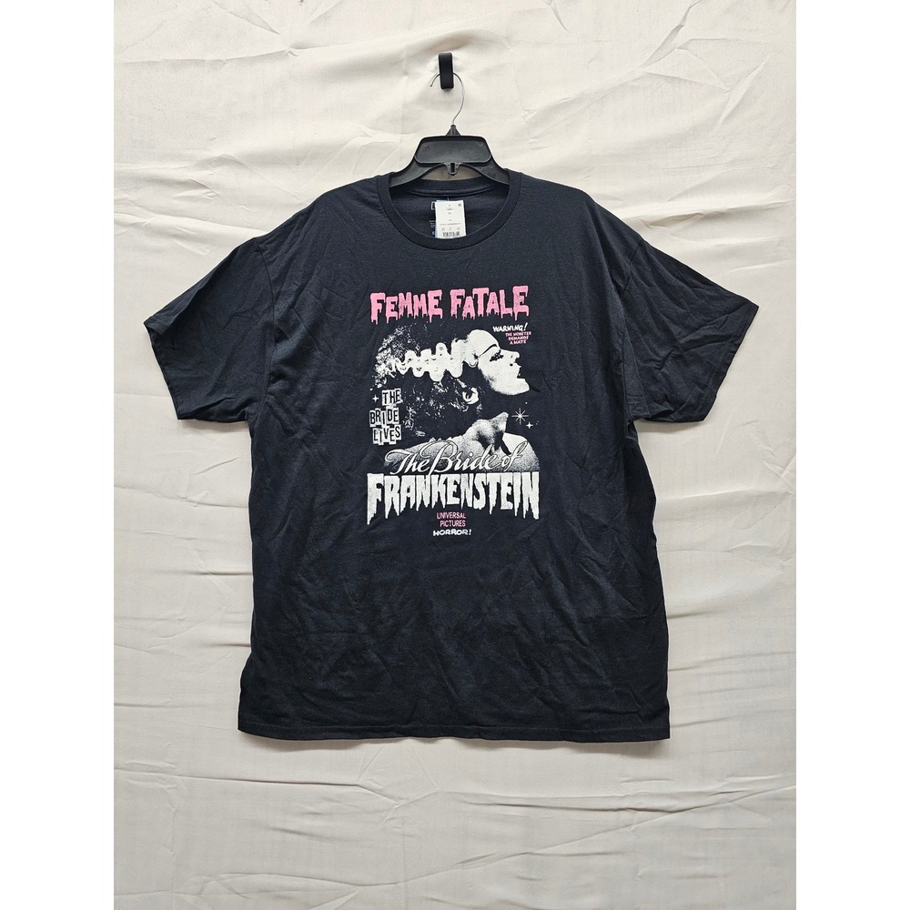 Universal Monsters Bride of Frankenstein Femme Fatale Black Graphic T-Shirt XL